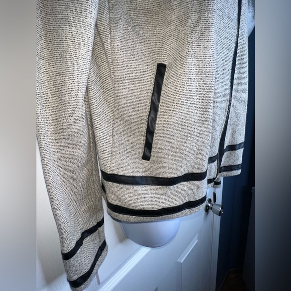 Jack Women’s Small Cream Gray Black Lightweight Full Zip Cotton Blazer Jacket S - Picture 8 of 16